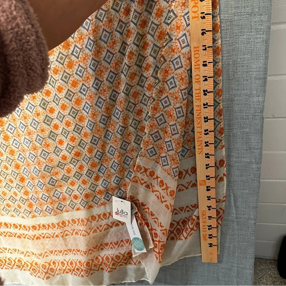 Lulla gauze extra larger scarf orange beige and blue measures 34ish” by 70ish - Picture 9 of 12